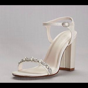 David’s Bridal Ivory Embellished Satin Heels